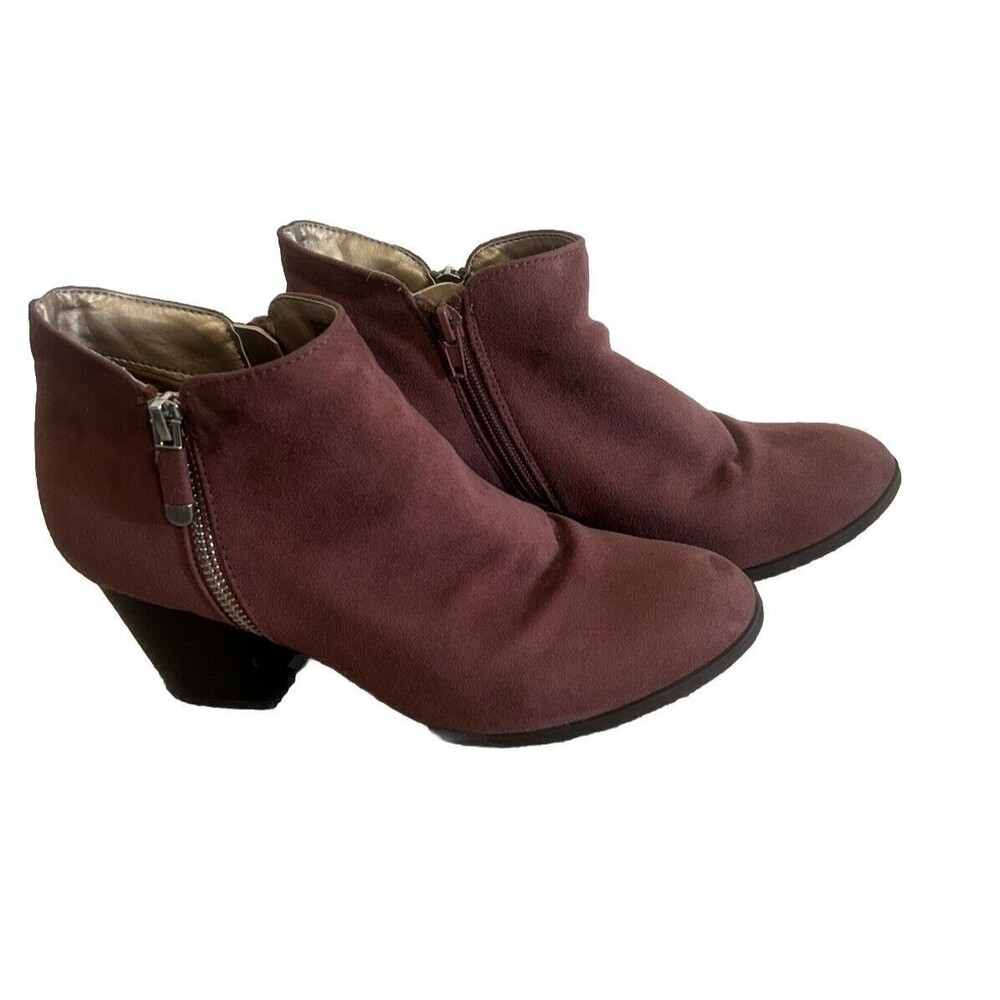 STYLE & CO Women's 7.5M Masrinaa Wine Ankle Fashion Boots Side Zipper Accent